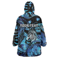 Personalised Maori Romantic Valentine Wearable Blanket Hoodie The Hongi Kiss Blue Galaxy DT05 - Polynesian Pride