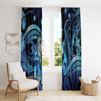 Maori Romantic Valentine Window Curtain The Hongi Kiss Blue Galaxy