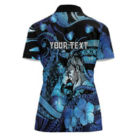 Personalised Maori Romantic Valentine Women Polo Shirt The Hongi Kiss Blue Galaxy DT05 - Polynesian Pride