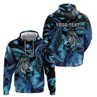 Personalised Maori Romantic Valentine Zip Hoodie The Hongi Kiss Blue Galaxy