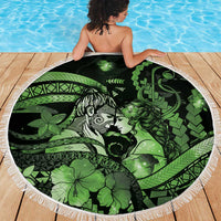 Maori Romantic Valentine Beach Blanket The Hongi Kiss Green Galaxy