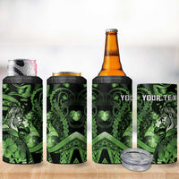 Personalised Maori Romantic Valentine 4 in 1 Can Cooler Tumbler The Hongi Kiss Green Galaxy DT05 - Polynesian Pride