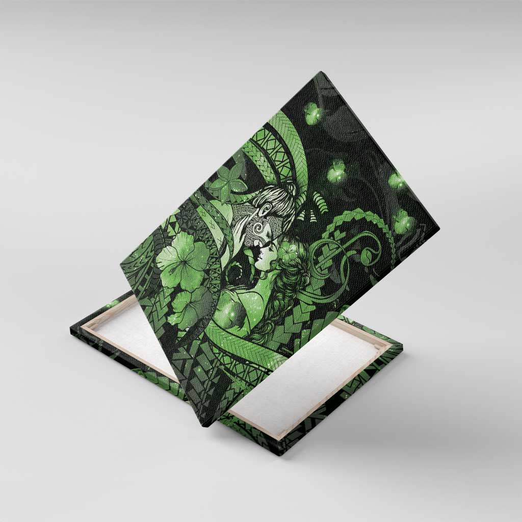 Maori Romantic Valentine Canvas Wall Art The Hongi Kiss Green Galaxy