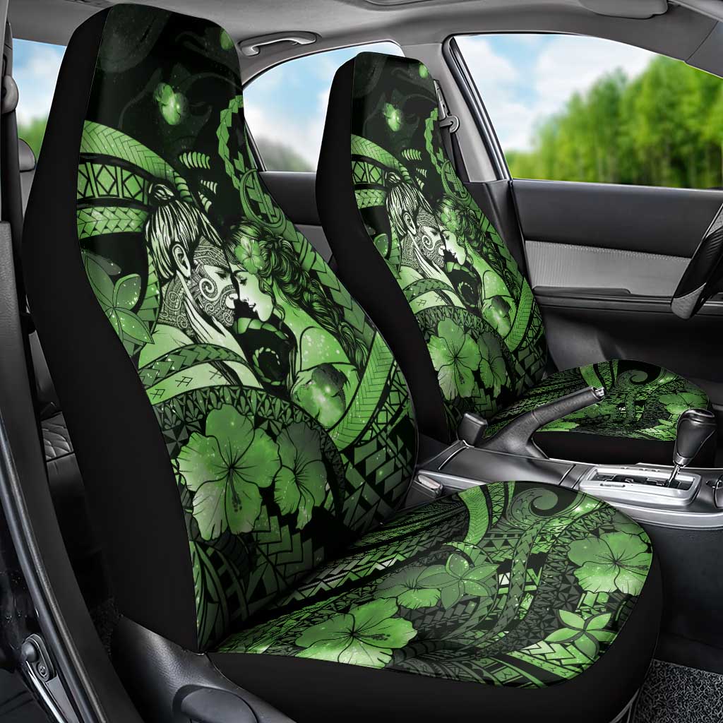 Maori Romantic Valentine Car Seat Cover The Hongi Kiss Green Galaxy DT05 - Polynesian Pride