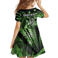 Personalised Maori Romantic Valentine Family Matching Off Shoulder Maxi Dress and Hawaiian Shirt The Hongi Kiss Green Galaxy DT05 - Polynesian Pride