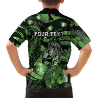 Personalised Maori Romantic Valentine Family Matching Summer Maxi Dress and Hawaiian Shirt The Hongi Kiss Green Galaxy DT05 - Polynesian Pride