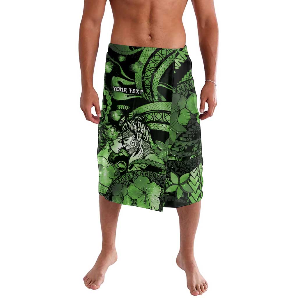 Personalised Maori Romantic Valentine Lavalava The Hongi Kiss Green Galaxy DT05 Green - Polynesian Pride