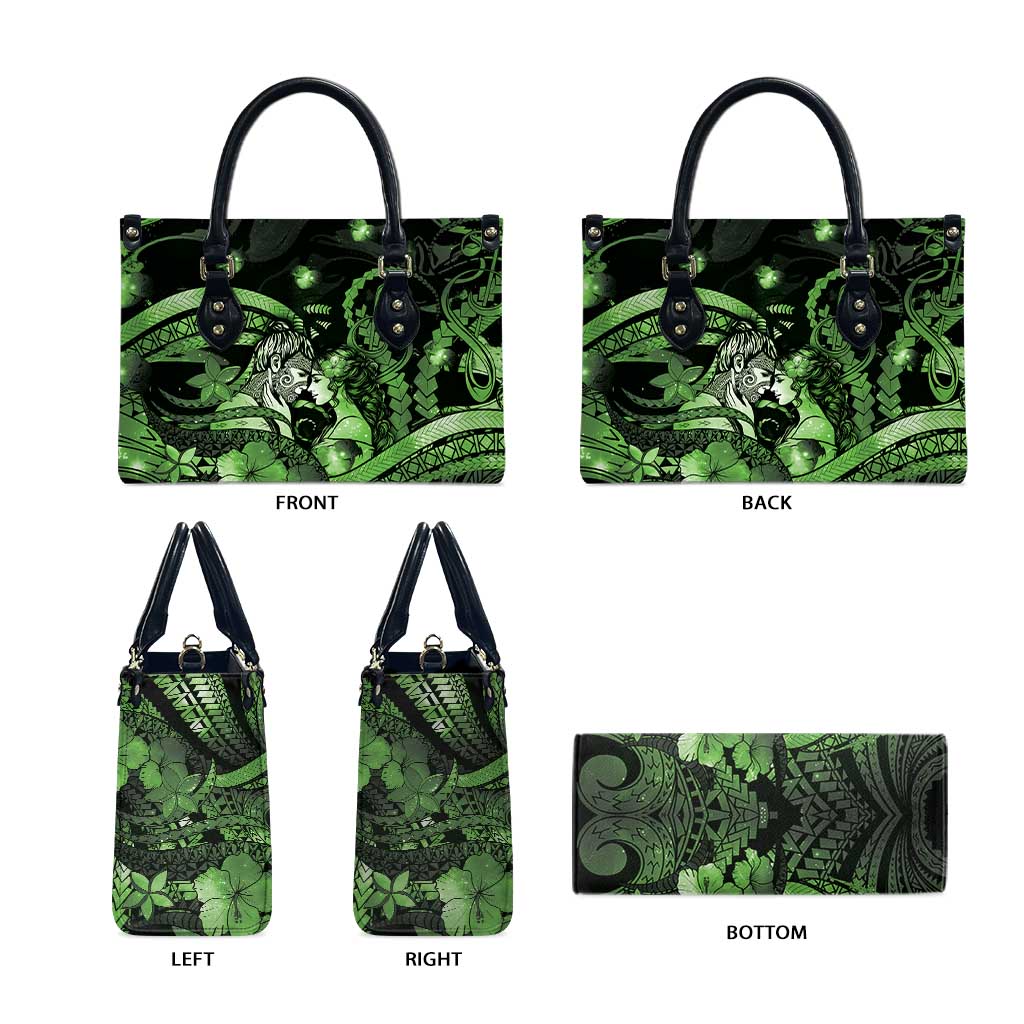 Maori Romantic Valentine Leather Bag The Hongi Kiss Green Galaxy