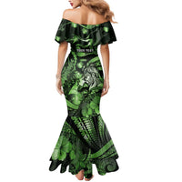 Personalised Maori Romantic Valentine Mermaid Dress The Hongi Kiss Green Galaxy DT05 - Polynesian Pride