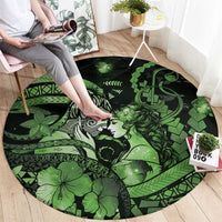Maori Romantic Valentine Round Carpet The Hongi Kiss Green Galaxy DT05 - Polynesian Pride