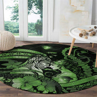 Maori Romantic Valentine Round Carpet The Hongi Kiss Green Galaxy DT05 - Polynesian Pride