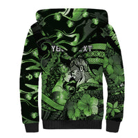 Personalised Maori Romantic Valentine Sherpa Hoodie The Hongi Kiss Green Galaxy DT05 - Polynesian Pride