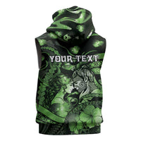 Personalised Maori Romantic Valentine Sleeveless Zip Hoodie The Hongi Kiss Green Galaxy DT05 - Polynesian Pride