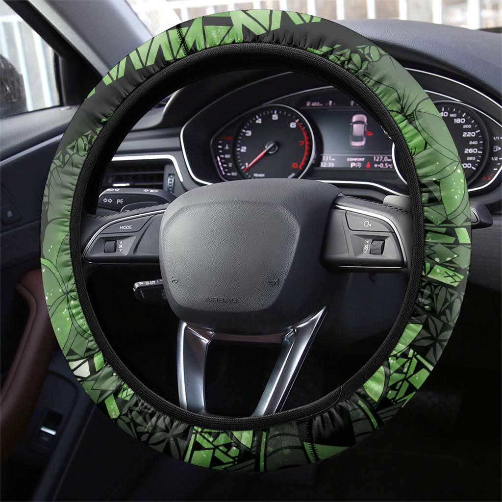 Maori Romantic Valentine Steering Wheel Cover The Hongi Kiss Green Galaxy
