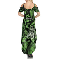 Personalised Maori Romantic Valentine Summer Maxi Dress The Hongi Kiss Green Galaxy DT05 - Polynesian Pride