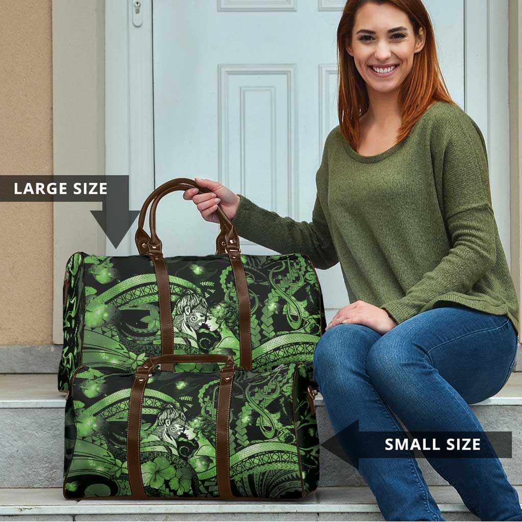 Maori Romantic Valentine Travel Bag The Hongi Kiss Green Galaxy
