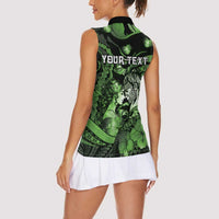 Personalised Maori Romantic Valentine Women Sleeveless Polo Shirt The Hongi Kiss Green Galaxy DT05 - Polynesian Pride