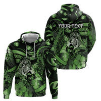 Personalised Maori Romantic Valentine Zip Hoodie The Hongi Kiss Green Galaxy DT05 - Polynesian Pride