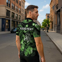 Personalised Maori Romantic Valentine Zipper Polo Shirt The Hongi Kiss Green Galaxy DT05 - Polynesian Pride