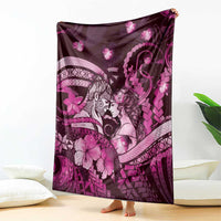 Maori Romantic Valentine Blanket The Hongi Kiss Pink Galaxy DT05 - Polynesian Pride