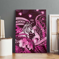 Maori Romantic Valentine Canvas Wall Art The Hongi Kiss Pink Galaxy