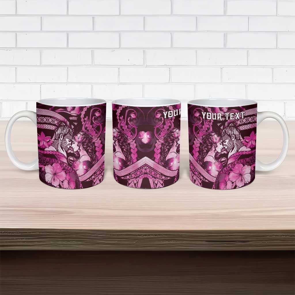 Personalised Maori Romantic Valentine Ceramic Mug The Hongi Kiss Pink Galaxy