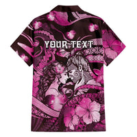 Personalised Maori Romantic Valentine Family Matching Mermaid Dress and Hawaiian Shirt The Hongi Kiss Pink Galaxy DT05 - Polynesian Pride