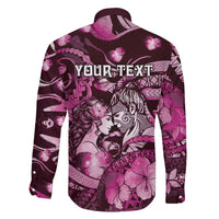 Personalised Maori Romantic Valentine Family Matching Mermaid Dress and Hawaiian Shirt The Hongi Kiss Pink Galaxy DT05 - Polynesian Pride