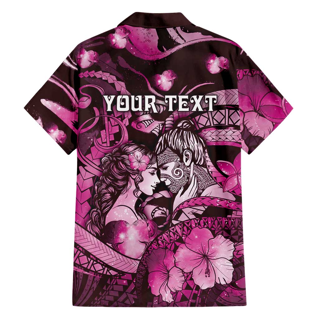 Personalised Maori Romantic Valentine Family Matching Summer Maxi Dress and Hawaiian Shirt The Hongi Kiss Pink Galaxy DT05 - Polynesian Pride