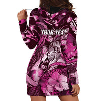 Personalised Maori Romantic Valentine Hoodie Dress The Hongi Kiss Pink Galaxy DT05 - Polynesian Pride