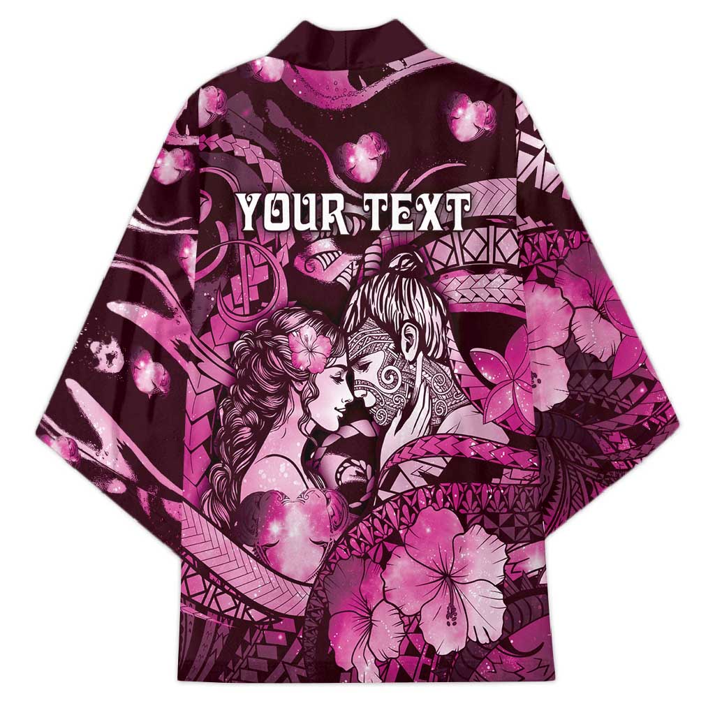 Personalised Maori Romantic Valentine Kimono The Hongi Kiss Pink Galaxy
