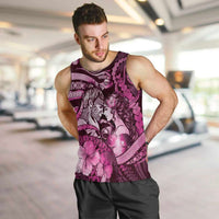 Personalised Maori Romantic Valentine Men Tank Top The Hongi Kiss Pink Galaxy