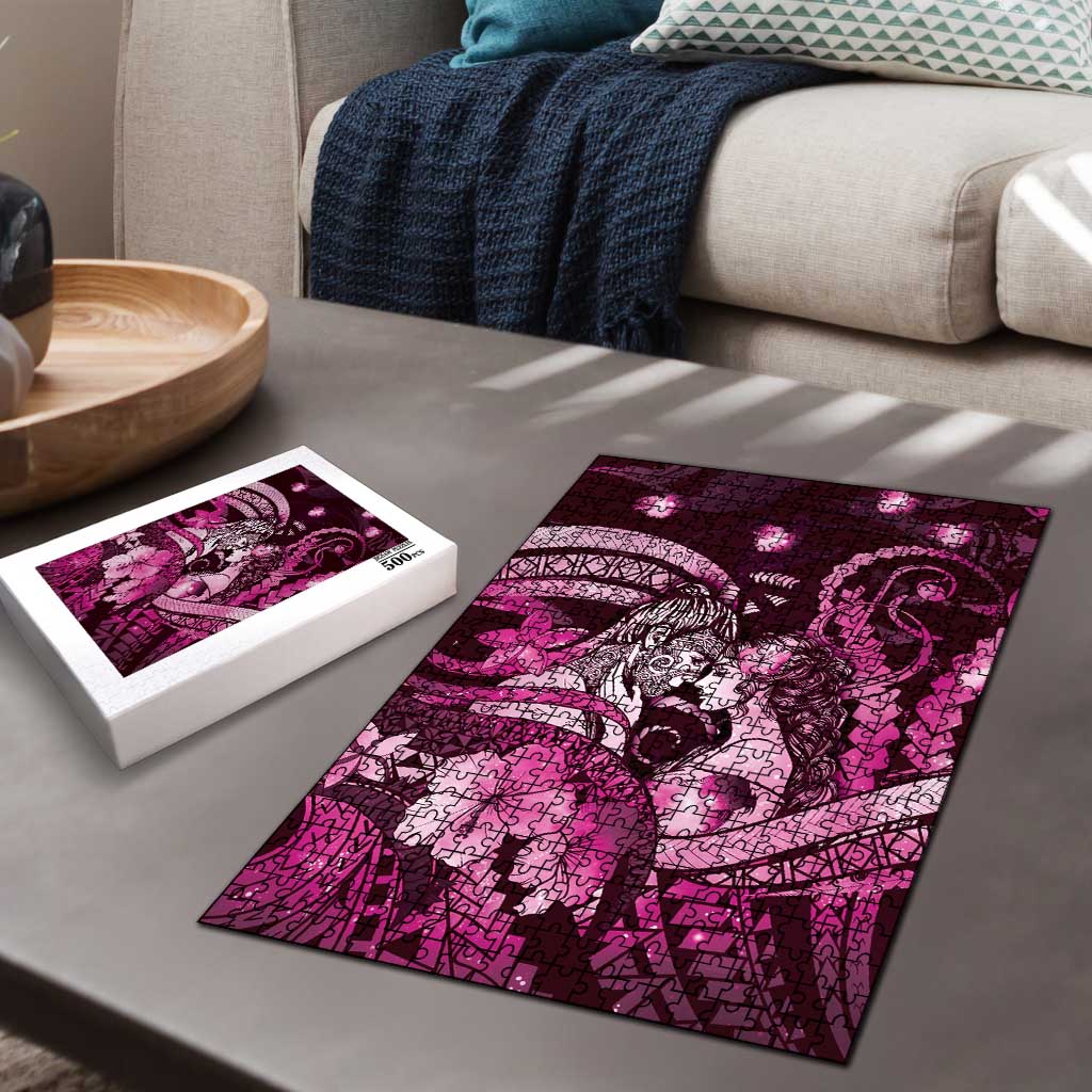 Maori Romantic Valentine Puzzle The Hongi Kiss Pink Galaxy