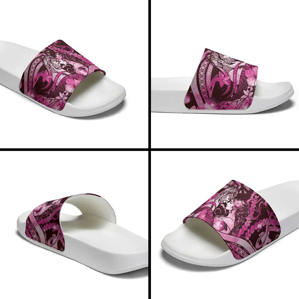 Maori Romantic Valentine Slide Sandals The Hongi Kiss Pink Galaxy DT05 - Polynesian Pride