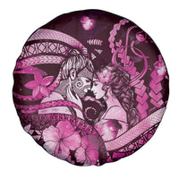 Maori Romantic Valentine Spare Tire Cover The Hongi Kiss Pink Galaxy DT05 - Polynesian Pride