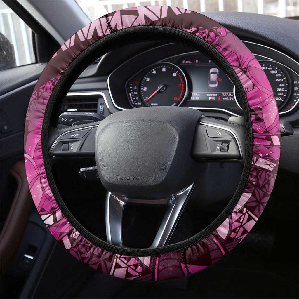 Maori Romantic Valentine Steering Wheel Cover The Hongi Kiss Pink Galaxy