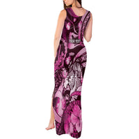 Personalised Maori Romantic Valentine Tank Maxi Dress The Hongi Kiss Pink Galaxy DT05 - Polynesian Pride