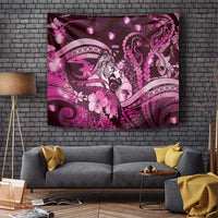 Maori Romantic Valentine Tapestry The Hongi Kiss Pink Galaxy