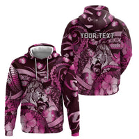 Personalised Maori Romantic Valentine Zip Hoodie The Hongi Kiss Pink Galaxy DT05 - Polynesian Pride