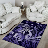 Maori Romantic Valentine Area Rug The Hongi Kiss Purple Galaxy