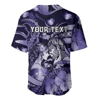 Personalised Maori Romantic Valentine Baseball Jersey The Hongi Kiss Purple Galaxy