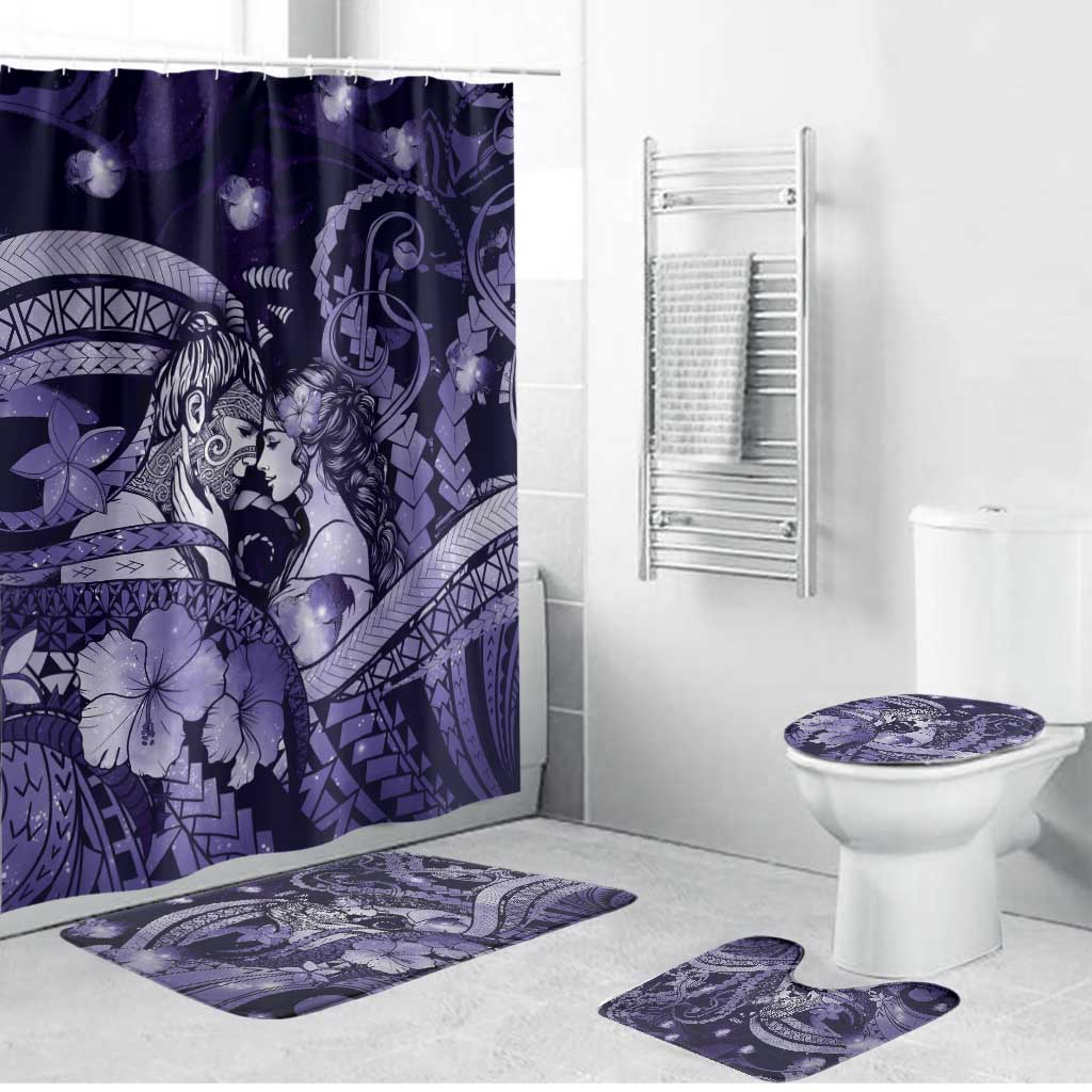 Maori Romantic Valentine Bathroom Set The Hongi Kiss Purple Galaxy DT05 Bathroom Set (4 pcs) Purple - Polynesian Pride