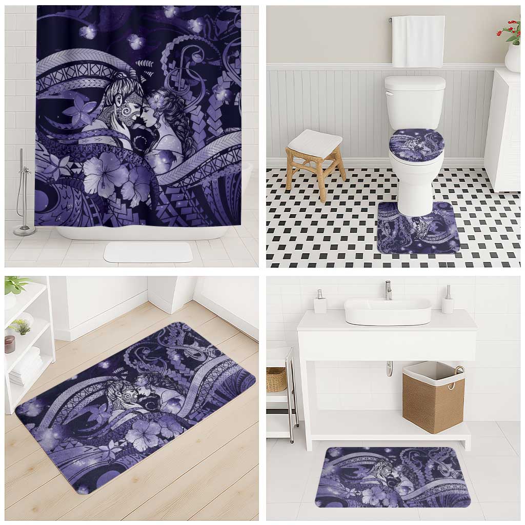 Maori Romantic Valentine Bathroom Set The Hongi Kiss Purple Galaxy DT05 - Polynesian Pride