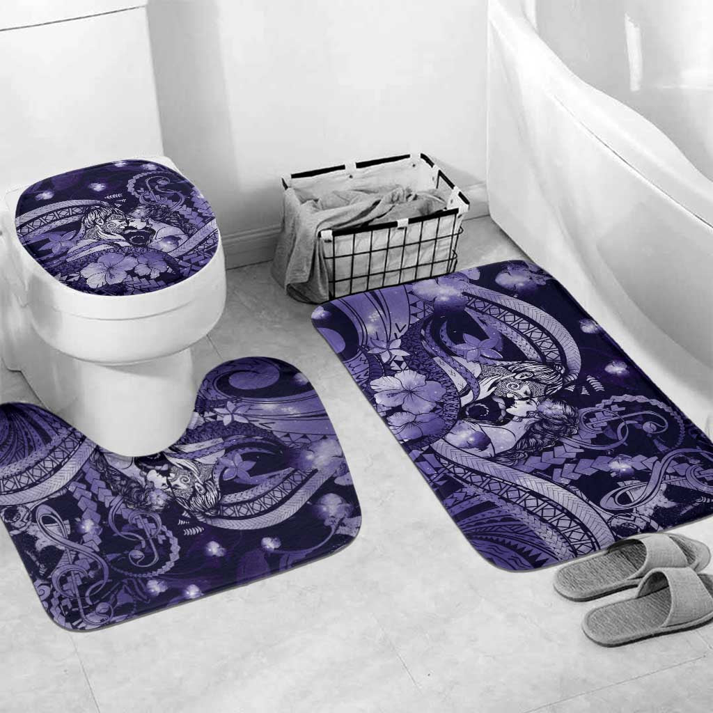 Maori Romantic Valentine Bathroom Set The Hongi Kiss Purple Galaxy DT05 Mat Set Only (3 pcs) One Size Purple - Polynesian Pride