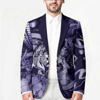 Personalised Maori Romantic Valentine Blazer The Hongi Kiss Purple Galaxy