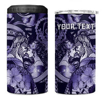 Personalised Maori Romantic Valentine 4 in 1 Can Cooler Tumbler The Hongi Kiss Purple Galaxy DT05 One Size: 16 oz Purple - Polynesian Pride