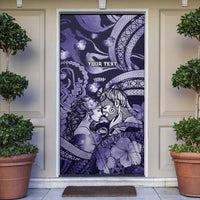Personalised Maori Romantic Valentine Door Cover The Hongi Kiss Purple Galaxy DT05 Purple - Polynesian Pride