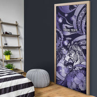 Personalised Maori Romantic Valentine Door Cover The Hongi Kiss Purple Galaxy DT05 - Polynesian Pride