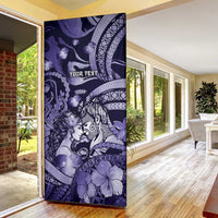 Personalised Maori Romantic Valentine Door Cover The Hongi Kiss Purple Galaxy DT05 - Polynesian Pride
