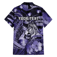 Personalised Maori Romantic Valentine Family Matching Mermaid Dress and Hawaiian Shirt The Hongi Kiss Purple Galaxy DT05 - Polynesian Pride